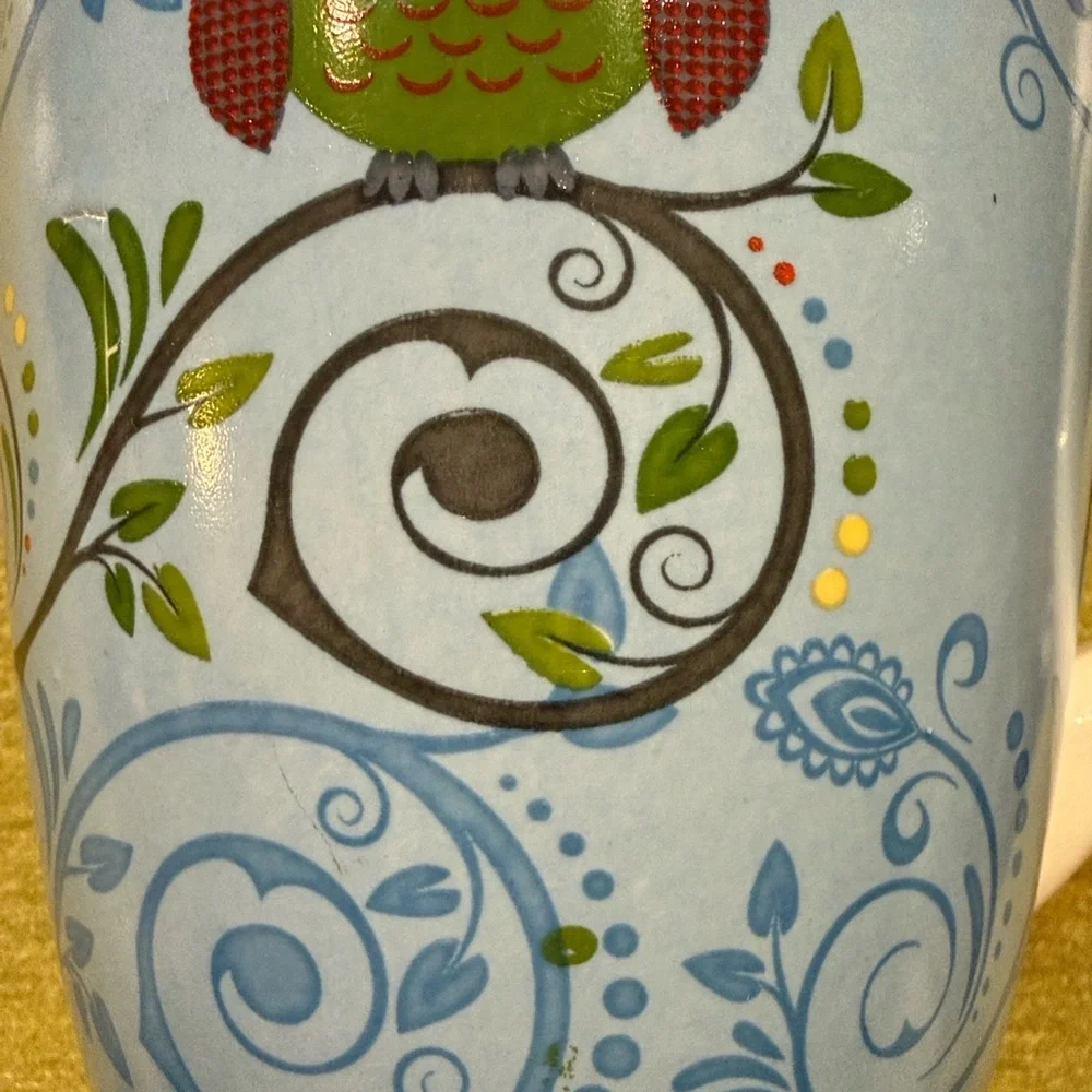 Debra Valencia Blue Harbor Oversized Coffee Mug with Owls